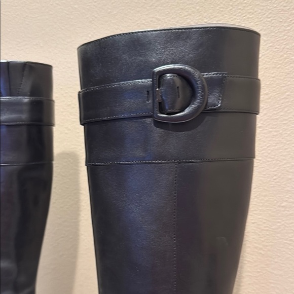 Geox Black Heeled Italian Leather Riding Boots Sleek Design US 8.5 - Picture 13 of 15